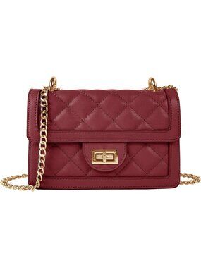 Women's Wine Small Quilted Imported Cross Body Mini Shoulder Bag Purse